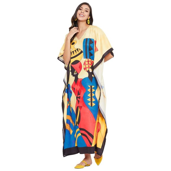 Gypsie Blu Women Caftan Dress Plus Size Lady Tribal Print Maxi Dresses for Party - Picture 8 of 9